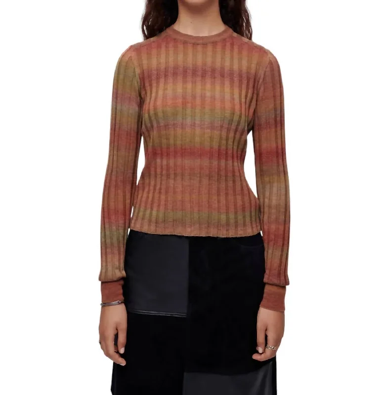 Feminine fashion to express your unique style Poor Boy Rib Slim Pullover In Bayleaf Combo Feminine fashion to express your unique style Poor Boy Rib Slim Pullover In Bayleaf Combo