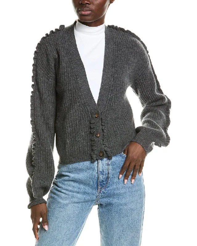 Latest fashion trends for modern women   QUINN Ruffle Trim Cashmere Cardigan