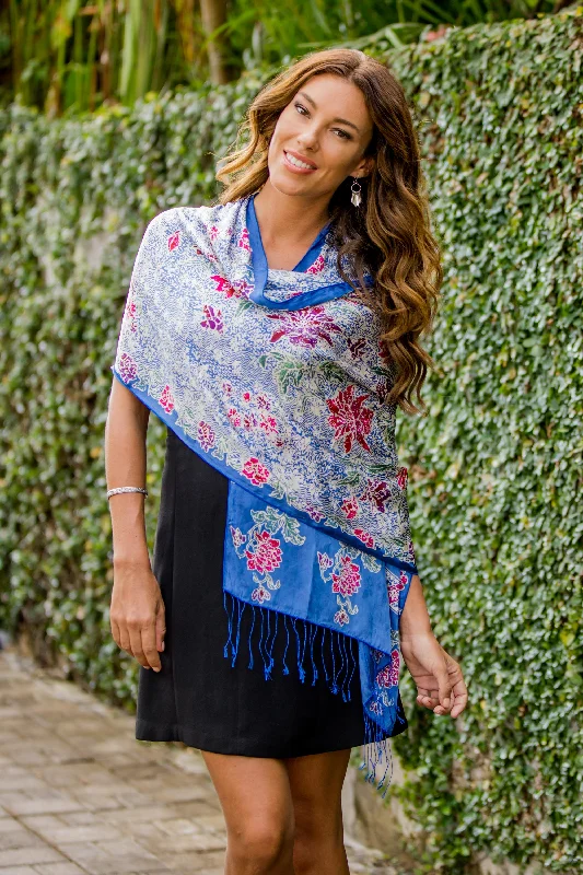Affordable fashion that looks high-end   Sapphire Mums Blue Batik Silk Shawl