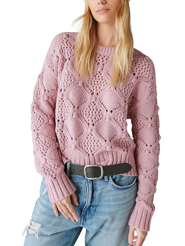 Chic for every occasion and style   Womens Knit Ribbed Trim Crewneck Sweater