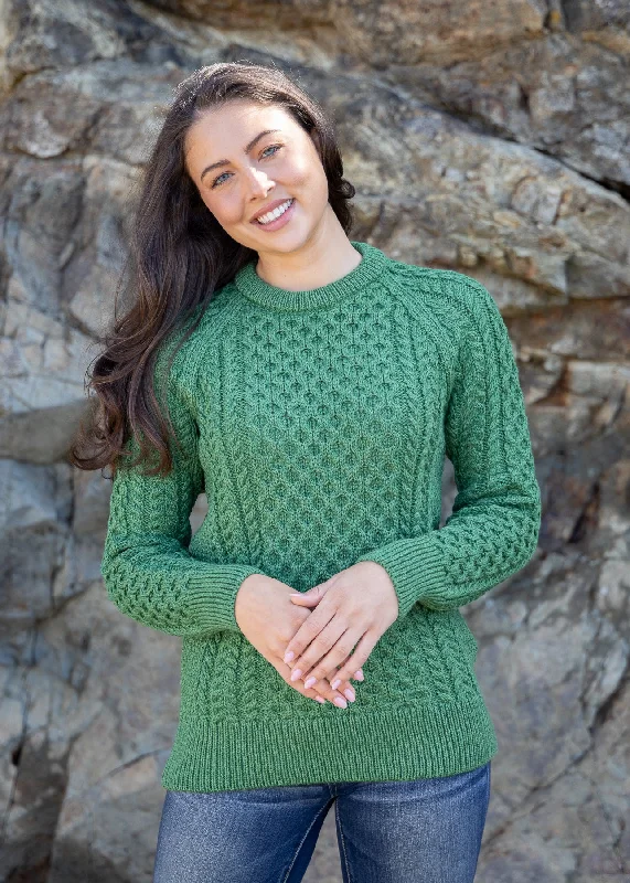 Curated collections of sophisticated women’s wear Ladies Slim-Fit Aran Sweater | Green Curated collections of sophisticated women’s wear Ladies Slim-Fit Aran Sweater | Green