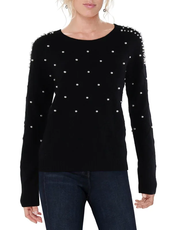 Versatile fashion for every type of woman Womens Pearl Diamond Stitch Crewneck Sweater Versatile fashion for every type of woman Womens Pearl Diamond Stitch Crewneck Sweater