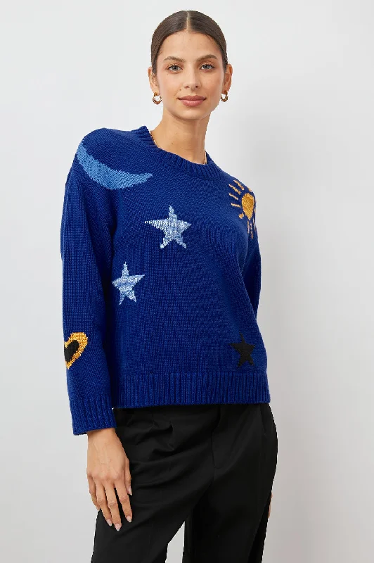 Refresh your wardrobe with trendy women’s apparel   ZOEY SWEATER - COBALT GOLD GALAXY