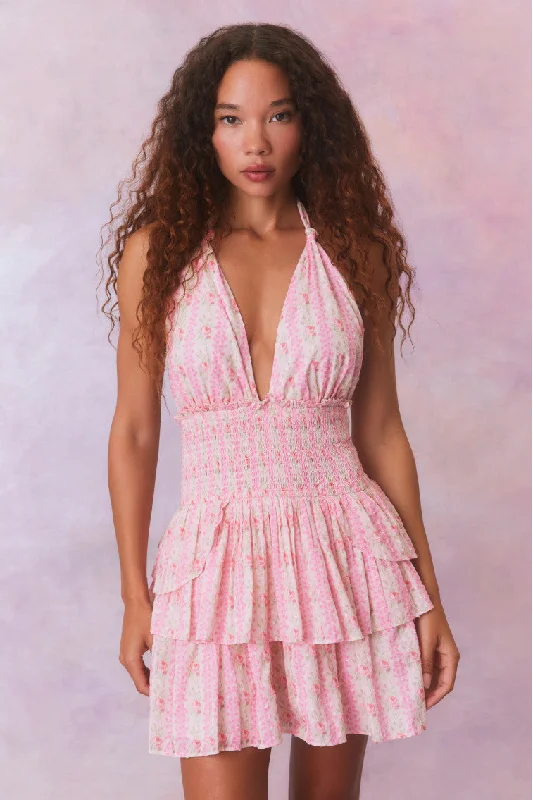 Step into style with our women’s clothing collection Deanna Fragrance Print Halter Mini Dress Step into style with our women’s clothing collection Deanna Fragrance Print Halter Mini Dress
