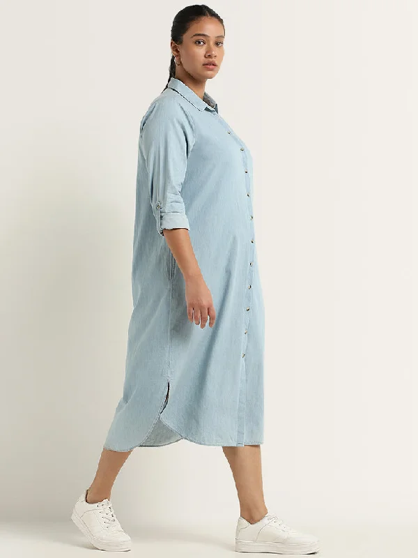 Create a timeless wardrobe with fashionable pieces Gia Light Blue Chambray Cotton Straight Shirt Dress Create a timeless wardrobe with fashionable pieces Gia Light Blue Chambray Cotton Straight Shirt Dress