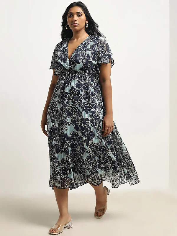 Women’s clothing that combines comfort and style Gia Teal Floral Printed A-Line Dress Women’s clothing that combines comfort and style Gia Teal Floral Printed A-Line Dress