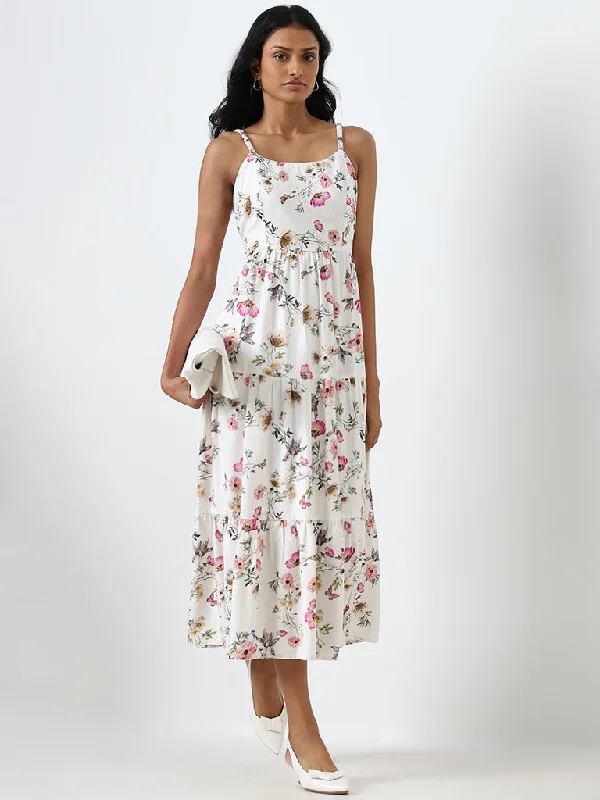 Refresh your closet with chic and comfy styles LOV White Floral Printed Linen Blend Tiered Dress Refresh your closet with chic and comfy styles LOV White Floral Printed Linen Blend Tiered Dress