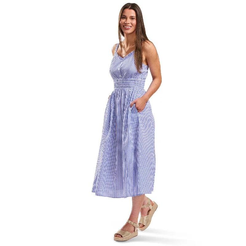 Trendy women’s clothing    mySTYLE Women's Mykonos Spaghetti Strap Smock Waist Dress
