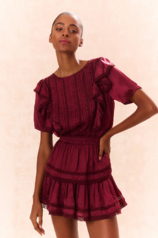 Everyday essentials for a stylish wardrobe   Natasha Cotton Ruffle Dress - OXBLOOD