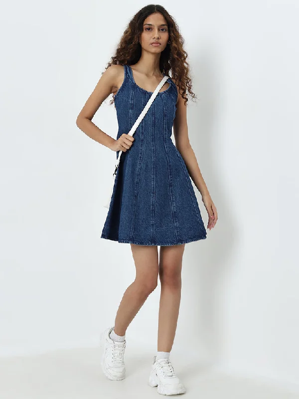 Sporty-chic women’s apparel for active lifestyles   Nuon Blue A-Line Denim Dress