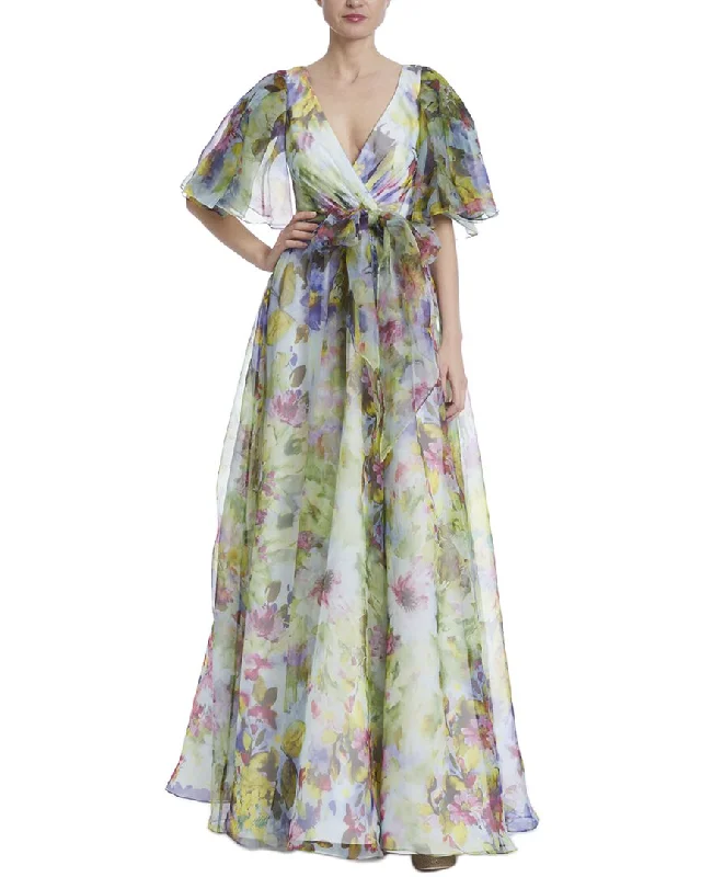 Classic pieces for a timeless wardrobe   Badgley Mischka Organza Print Gown