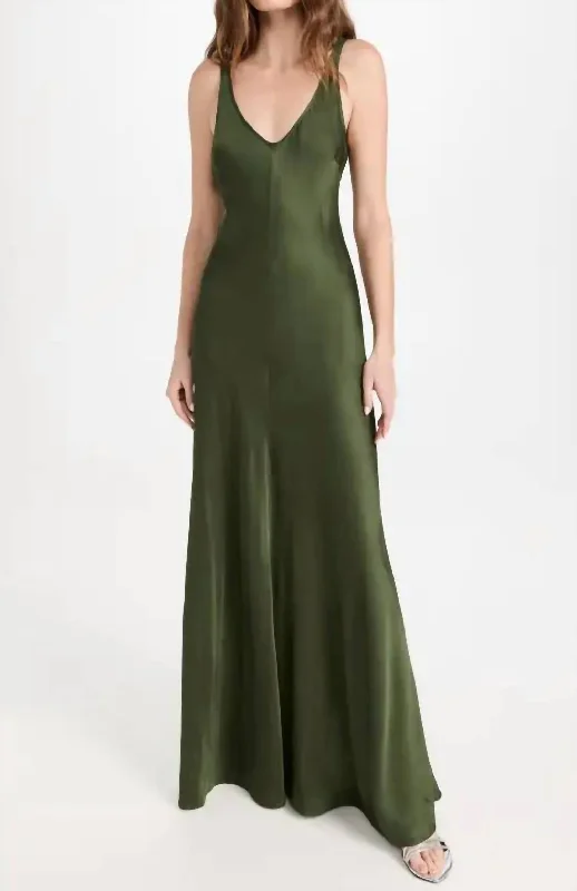 Bold, confident, and stylish women’s clothing Clea Scoop Neck Slip Dress In Dark Moss Bold, confident, and stylish women’s clothing Clea Scoop Neck Slip Dress In Dark Moss