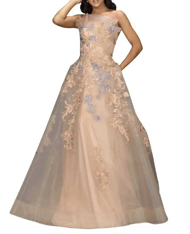 Women’s clothing to inspire confidence and beauty   Cocktail Gown In Champagne/taupe