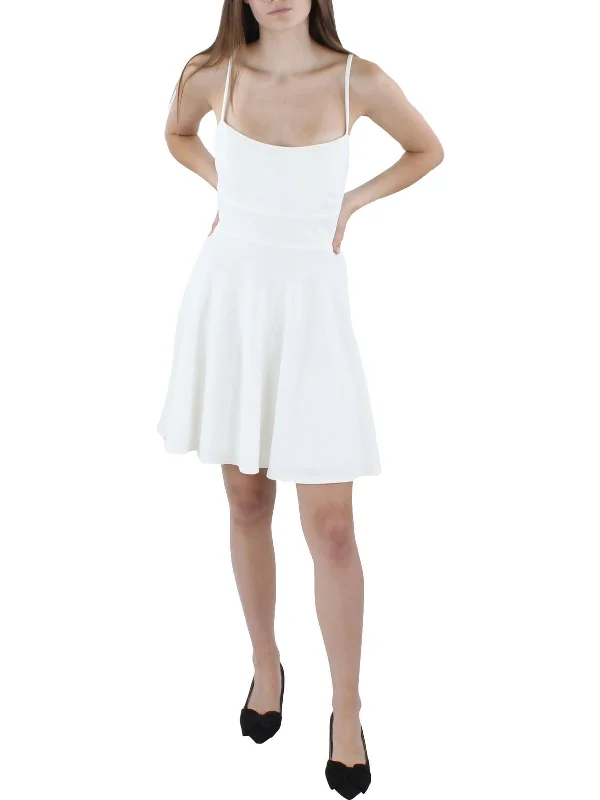 Versatile outfits to transition from day to night Juniors Womens Lace Back Mini Fit & Flare Dress Versatile outfits to transition from day to night Juniors Womens Lace Back Mini Fit & Flare Dress