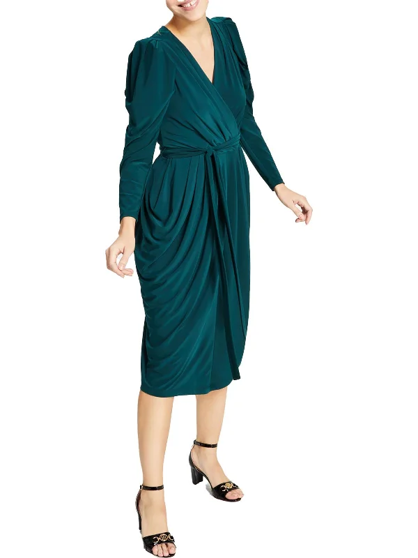 Trendy women’s clothing with a modern twist   Juniors Womens V-Neck Midi Wrap Dress