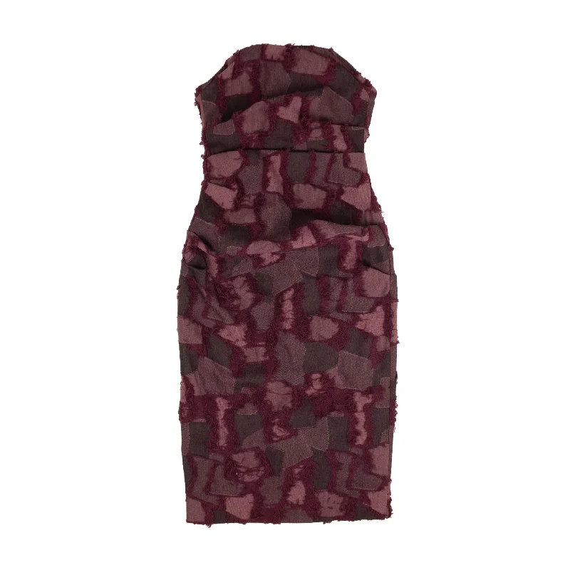 Stylish women’s clothing designed for comfort   Maroon Patched Strapless Dress