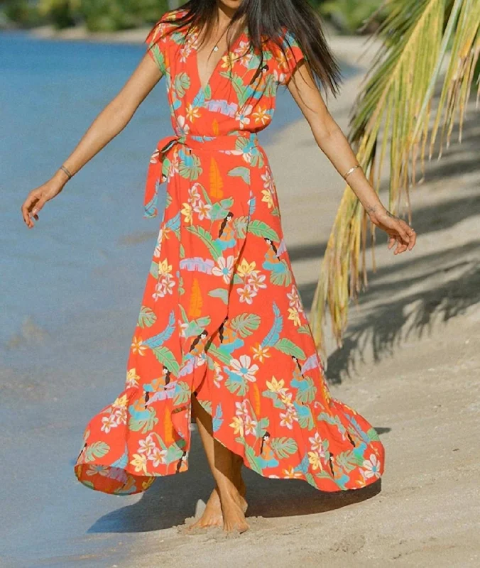 Get noticed with eye-catching women’s fashion   Mauna Kea Wrap Dress In Multi