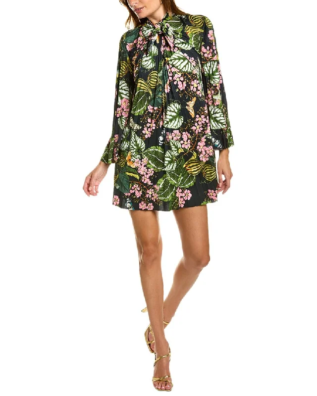 Elevate your style with fashionable women’s clothing   Oscar de la Renta Mixed Botanical Jersey Silk-Trim Shift Dress
