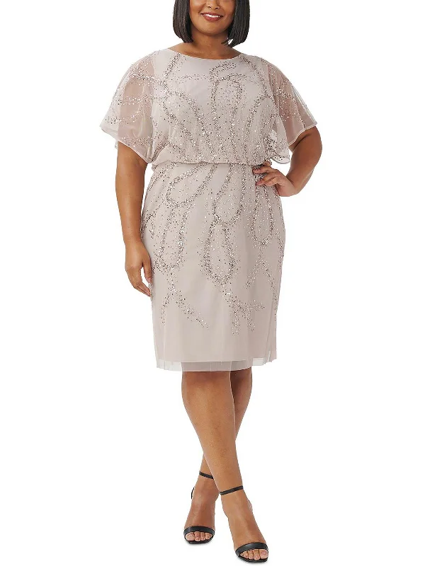 Feminine and fashionable clothing for every wardrobe Plus Womens Blouson Midi Cocktail and Party Dress Feminine and fashionable clothing for every wardrobe Plus Womens Blouson Midi Cocktail and Party Dress