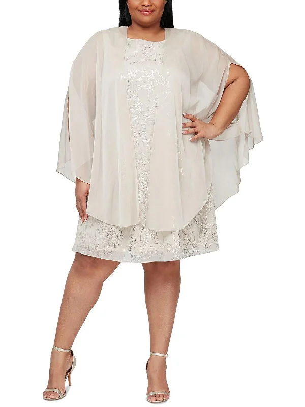 Dress up or down with these versatile pieces   Plus Womens Cape Midi Two Piece Dress