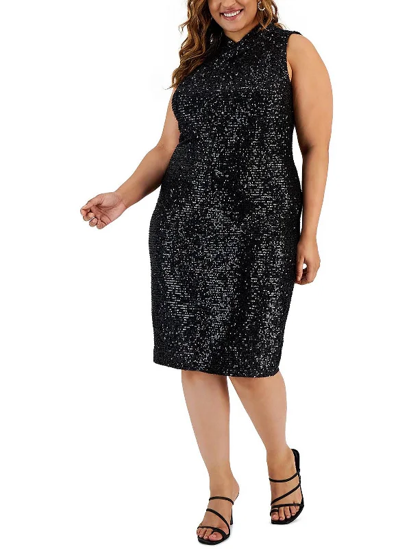 Women’s clothing that combines comfort and style Plus Womens Sequined Midi Cocktail and Party Dress Women’s clothing that combines comfort and style Plus Womens Sequined Midi Cocktail and Party Dress