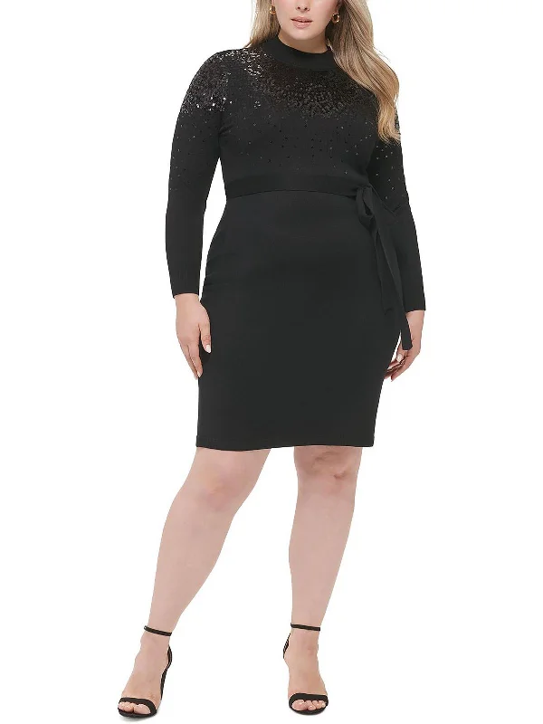 Casual yet chic women’s outfits for work or play Plus Womens Sequined Midi Sweaterdress Casual yet chic women’s outfits for work or play Plus Womens Sequined Midi Sweaterdress
