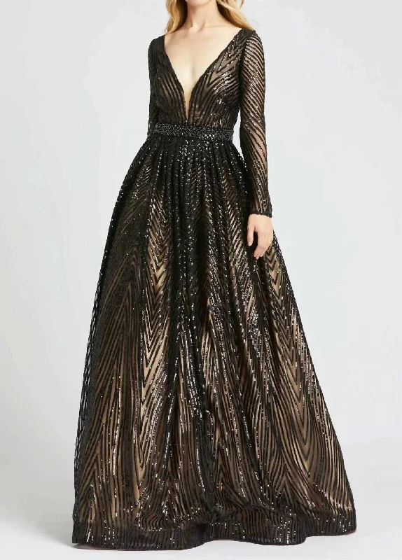 Bold, confident, and stylish women’s clothing   Sequin Gown In Black/nude