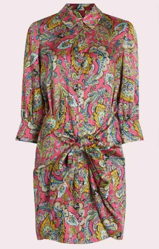 Sleek and sophisticated fashion for modern women Three Quarter Sleeve Gaby Dress In Pink Multi Sleek and sophisticated fashion for modern women Three Quarter Sleeve Gaby Dress In Pink Multi