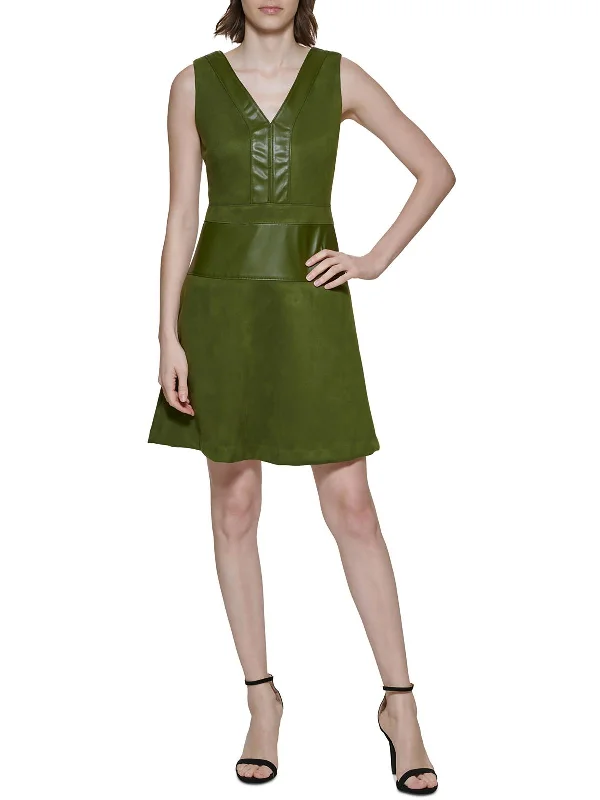Sleek and sophisticated fashion for modern women Womens Faux Suede Mini Fit & Flare Dress Sleek and sophisticated fashion for modern women Womens Faux Suede Mini Fit & Flare Dress