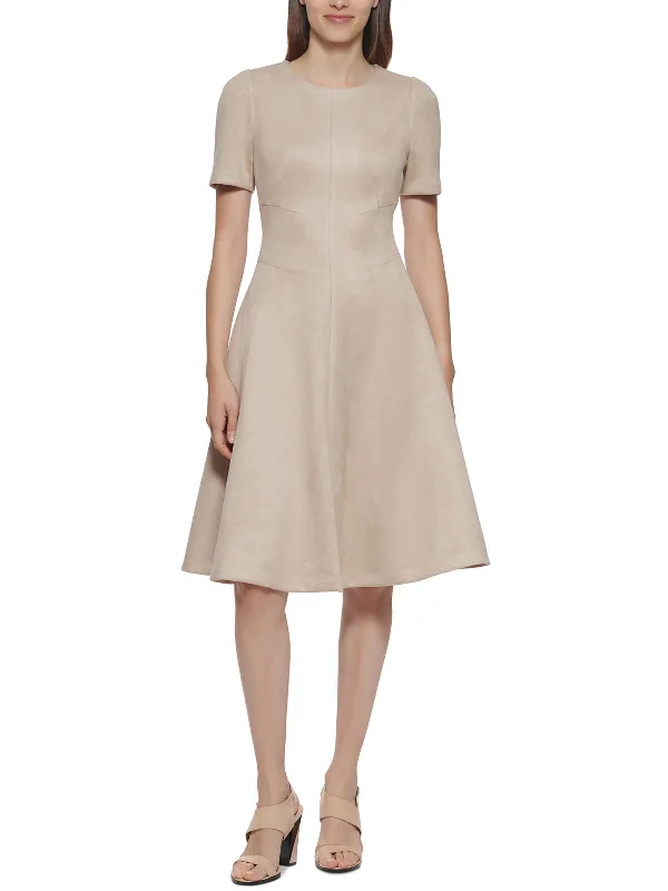 Chic, modern looks for the stylish woman Womens Faux Suede Short Sleeves Fit & Flare Dress Chic, modern looks for the stylish woman Womens Faux Suede Short Sleeves Fit & Flare Dress