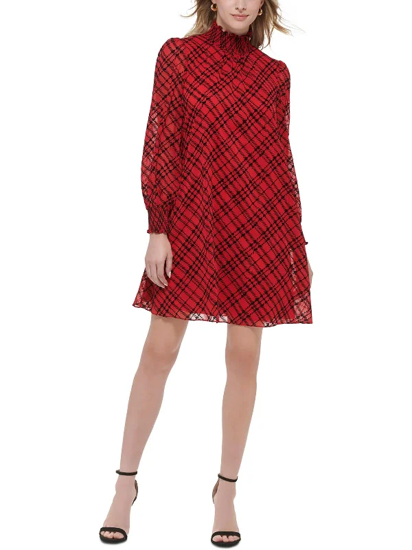 Elegant casual clothing for modern women   Womens Plaid Mini Shift Dress