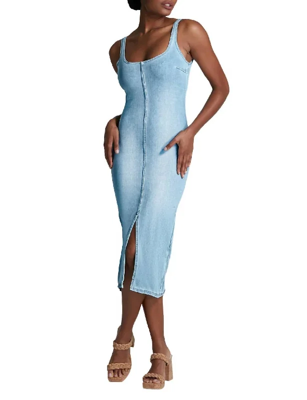 Express your style with fashionable women’s clothing Do It All Denim Midi Tank Dress In Washed Indigo Express your style with fashionable women’s clothing Do It All Denim Midi Tank Dress In Washed Indigo