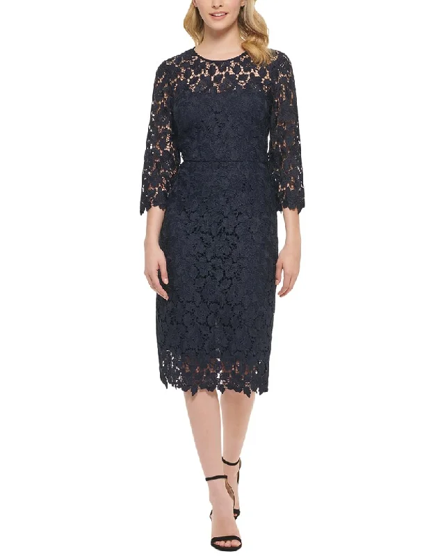 Versatile outfits to transition from day to night   Eliza J Midi Lace Dress