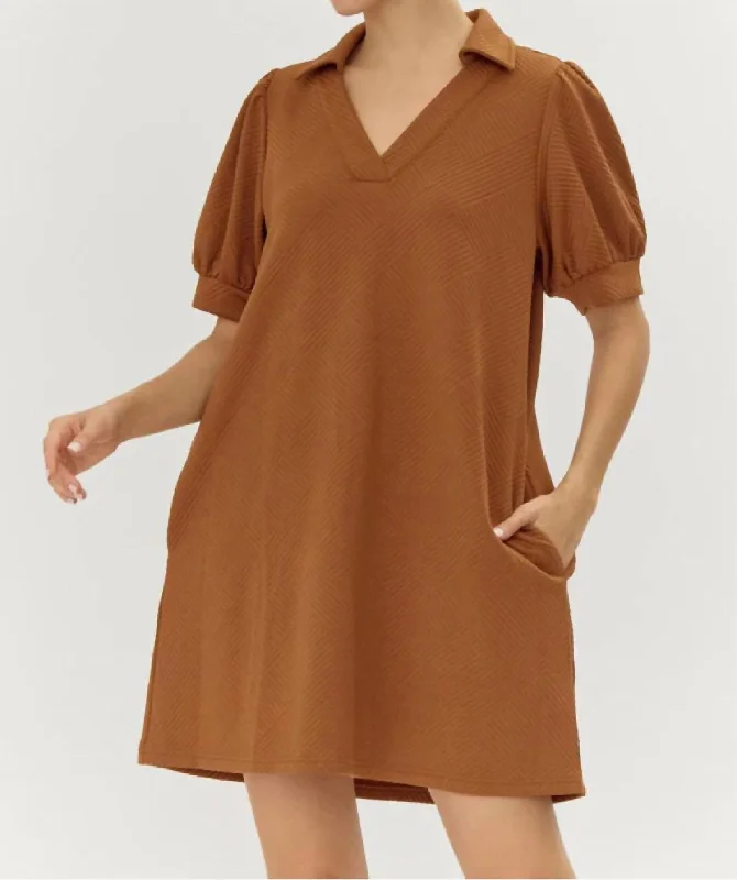 Trendy women’s clothing    Headed For Something Dress In Toffee