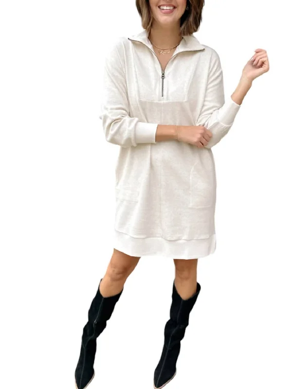 Chic, modern looks for the stylish woman   Legend Quarter Zip Dress In Off White