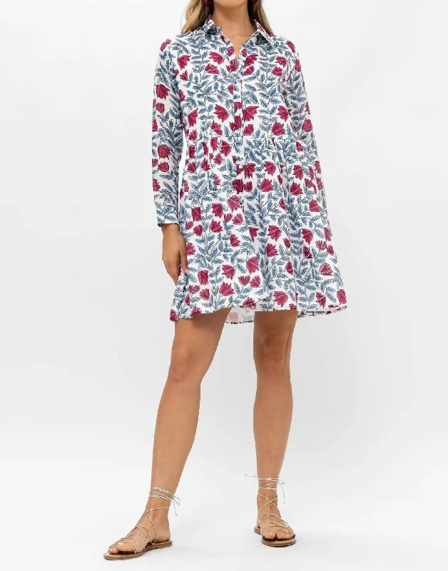 Curated collections for modern, fashionable women Long Sleeve Shirt Dress In Harlan Red Curated collections for modern, fashionable women Long Sleeve Shirt Dress In Harlan Red