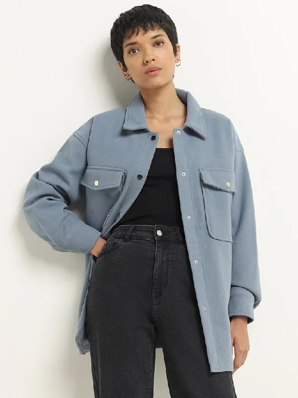 High-quality women’s wear for everyday elegance   LOV Blue Solid Jacket