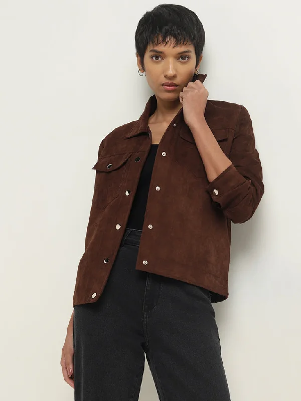 Perfect fashion pieces for the busy woman   LOV Brown Faux Suede Jacket
