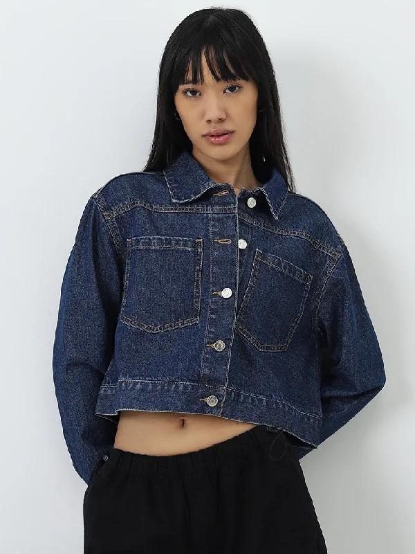 Refresh your wardrobe with trendy women’s apparel   Nuon Dark Blue Cropped Denim Jacket