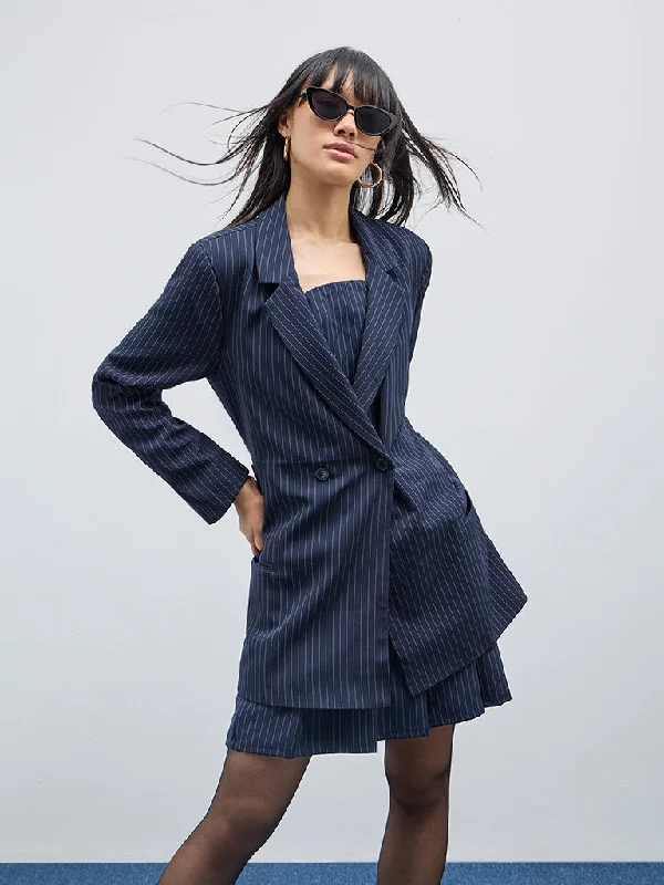 Versatile fashion for every type of woman   Nuon Navy Pinstripe Blazer
