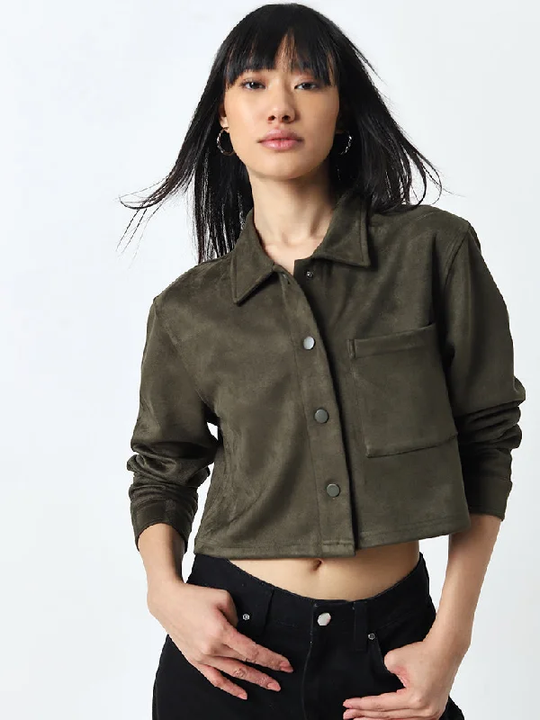 Cozy women’s clothing for the colder months   Nuon Olive Faux-Suede Jacket