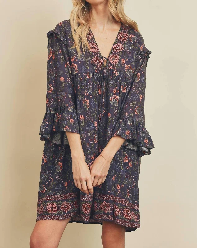 A perfect wardrobe for fashionable women   Paisley Babydoll Dress In Indigo