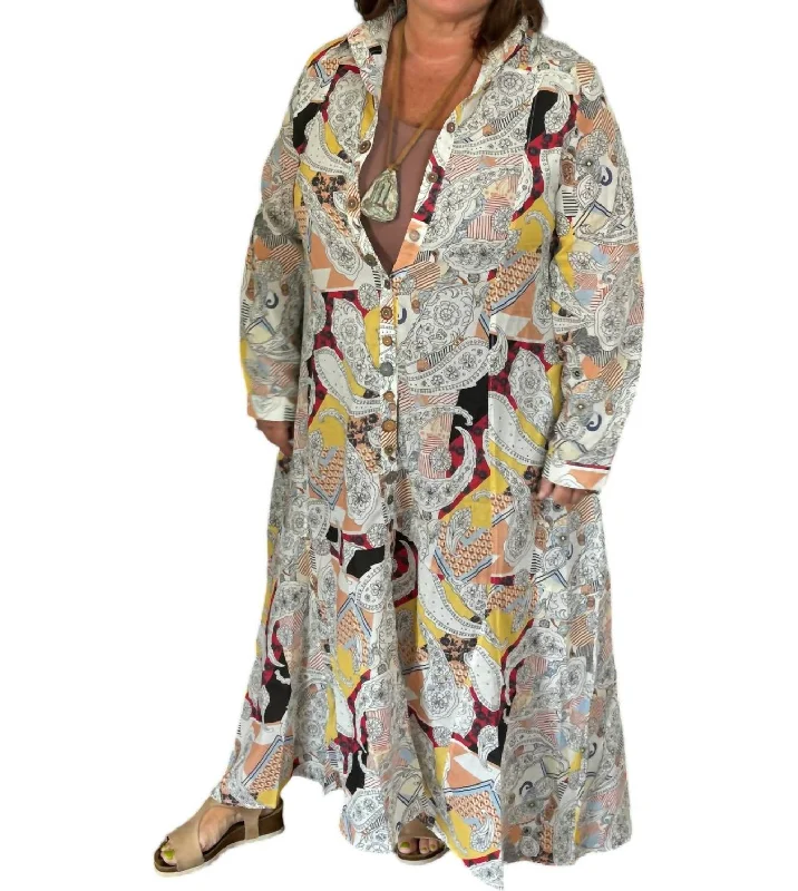 Versatile fashion for every type of woman   Paisley Skies Duster Dress In White
