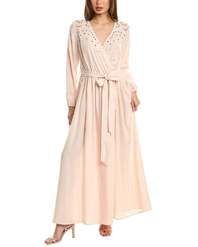Stylish and comfortable outfits for women Pascale La Mode Laser Cut Embroidered Wrap Dress Stylish and comfortable outfits for women Pascale La Mode Laser Cut Embroidered Wrap Dress