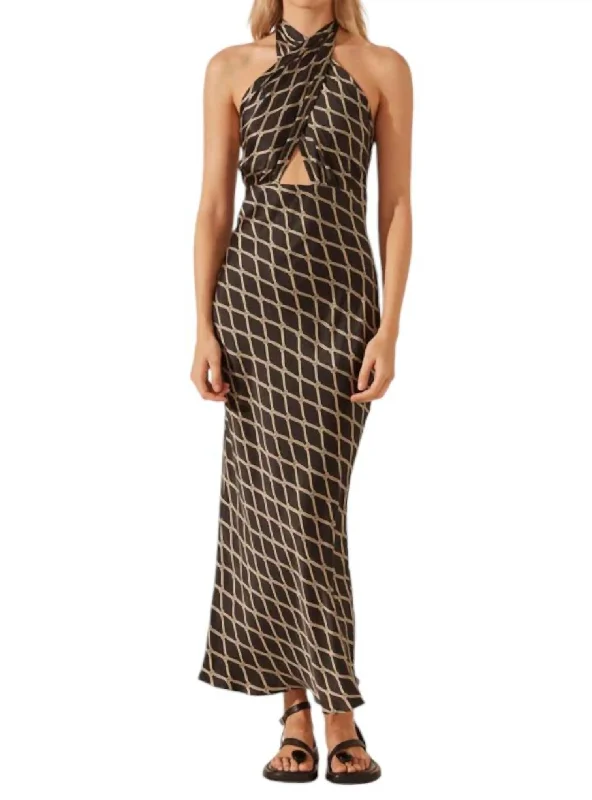 Confidence-boosting clothing for women   Silk Cross Front Halter Madi Dress In Corde