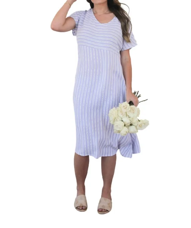 Trendy women’s clothing with a modern twist   Striped Muslin Dress In Violet