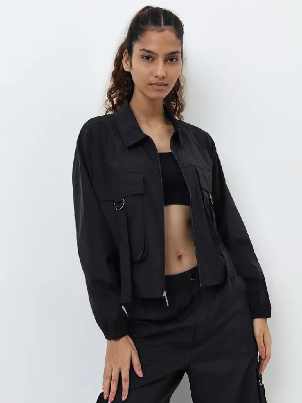 Sporty-chic women’s apparel for active lifestyles   Studiofit Black Solid Jacket