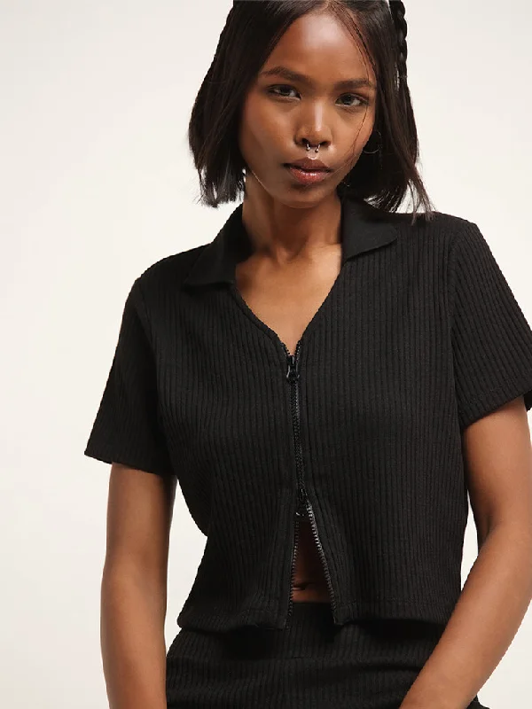 Everyday essentials for a stylish wardrobe   Studiofit Black Zip-Up Cotton Jacket