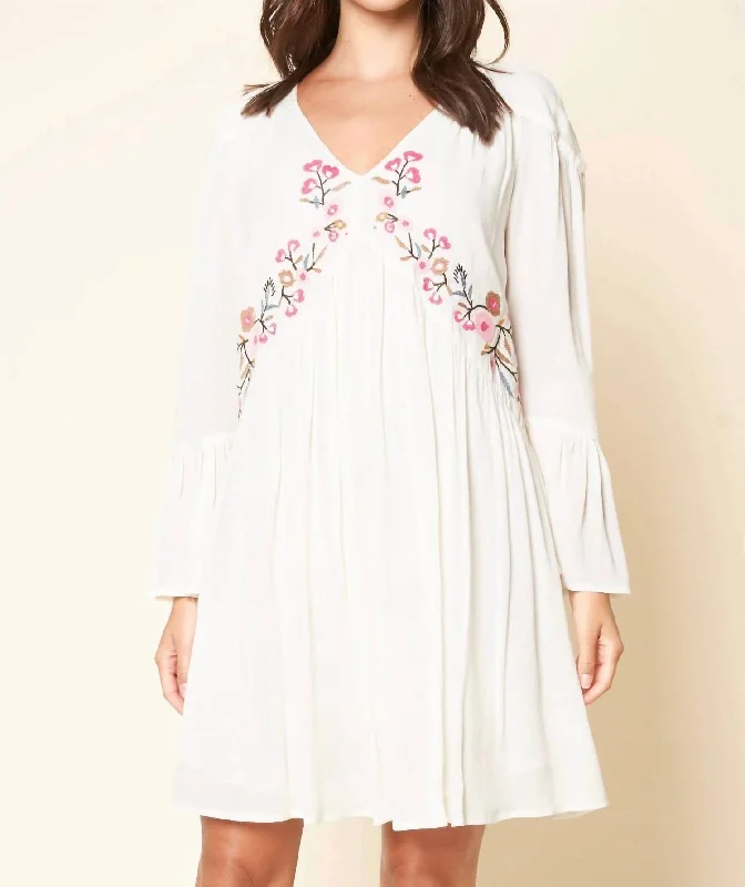 Chic for every occasion and style   Timothy Peasant Embroidered Dress In White