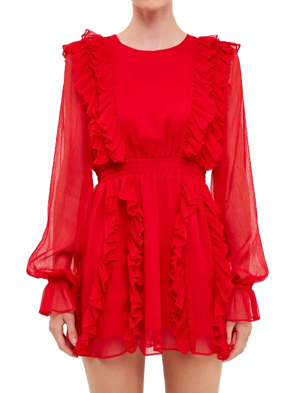 Chic, modern looks for the stylish woman   Womens Chiffon Ruffled Fit & Flare Dress